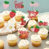 30 PCS Sweet One Strawberry Cupcake Toppers Glitter Sweet Berry