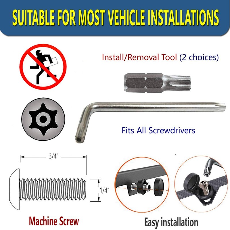 ZXFOOG License Plate Screws Anti Theft- 8 PC Button Head