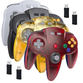 2.4G Wireless N64 Controller GamePad + USB Receiver Built in Rumble Pak for Switch Online  PC MAC Raspberry Picolor: Black