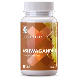 Fitimins Ashwagandha 1000mg - Vegan Friendly Capsules with Withania Somnifera, Reduces Anxiety & Stress and Improves Sleep, Men & Women Non-GMO Supplement (60 x 500mg Capsules)