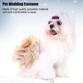 LiebeWH Dog Dress Dog Wedding Dress Puppy Skirt Dog Clothes Small Dog Wedding Dress Gold Dog Dress Puppy Sequins Princess Bubble Skirt Wedding Costume (Gold)