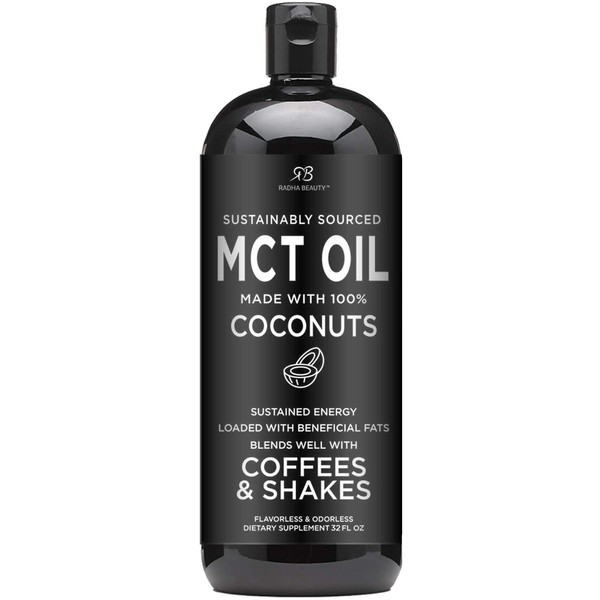 Premium MCT Oil from Non-GMO Coconuts - 32oz. Keto, Paleo, Gluten Free and Vegan Approved.