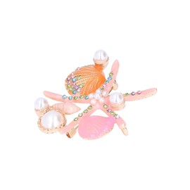 Women Rhinestone Pearl Brooch, Big Colorful Sea Starfish Brooch Pins Fancy Vintage Style Shell Crystal Broches Dress Accessories Jewelry Boutonniere Corsage for Hat Bag Suit Tie Gift Wedding(Pink)