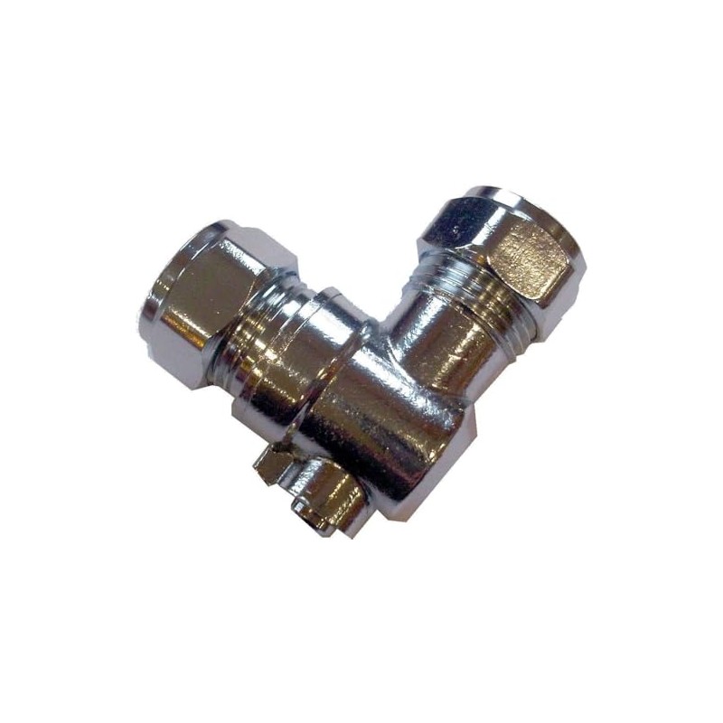 TC Chrome 15mm Angled Isolating Valve Compression 90 Degree Slotted