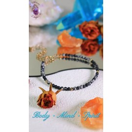 Unbranded Natural Snowflake Obsidian 3mm Tiny Beads Healing Strength Minimalist Bracelet