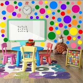 WOFEU 1240piece Polka Dot Circle Wall Stickers,Colorful Boho Wall Decal for Kids Bedroom Living Room, Classroom, Playroom Decor Removable Vinyl Wall Stickers Dots Wall Decals