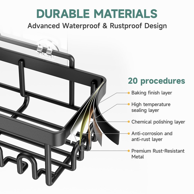 Veken Shower Caddy 6-Pack, Advanced Rustproof Design, No Drilling Adhesive