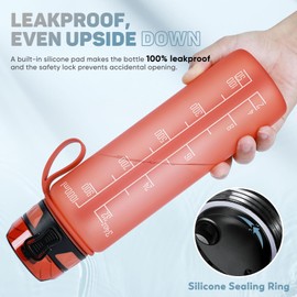 FULDENT Water Bottle 1 Litre Sports Water Bottle [BPA Free] Drinking Bottle with Non-Slip Rubber Grip Suitable for Bike, Outdoor, School, Gym