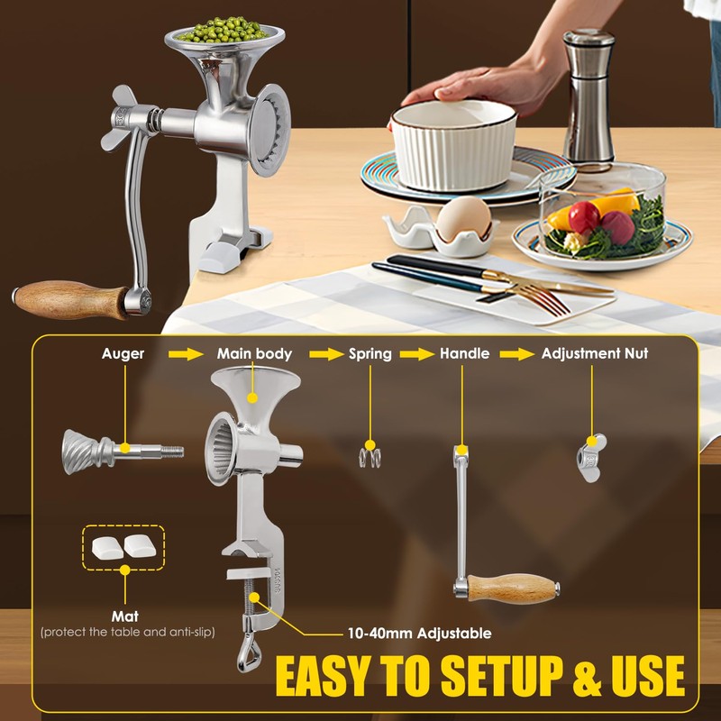 CGOLDENWALL Manual Grain Mill Stainless Steel Grinder Hand-operated Coffee Grinder