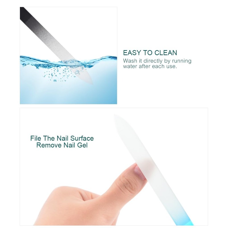 KADS 5 Pack Glass Nail File Crystal Fingernail Files Set