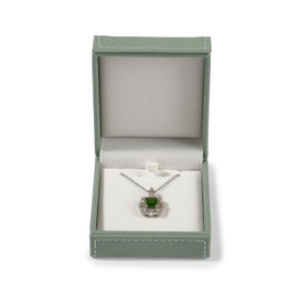 Papten Leather Necklace Gift Box Jewelry Gift Pendant Box Elegant Necklace Case for Birthday, Proposal, Engagement, Wedding, Valentine's Day(Green)