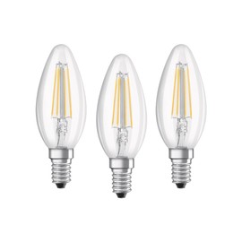 Osram Osram LED Base Classic B Lampe, in Kerzenform mit E14-Sockel, nicht dimmbar, Ersetzt 40 Watt, Filamentstil Klar, Kaltweiß - 4000 Kelvin, 3er-Pack