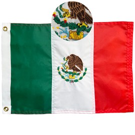 FRF FLAG Mexican Boat Flag 12x18 Inch, 210D Nylon Mexico Flag for Boat, Embroidery Mexican Flag for ATV, with 2 Brass Grommets