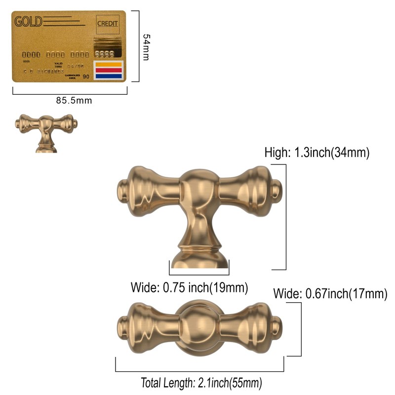 Amerdeco 10 Pack Champagne Bronze Kitchen Cabinet Knobs 2.1 Inch(53mm)