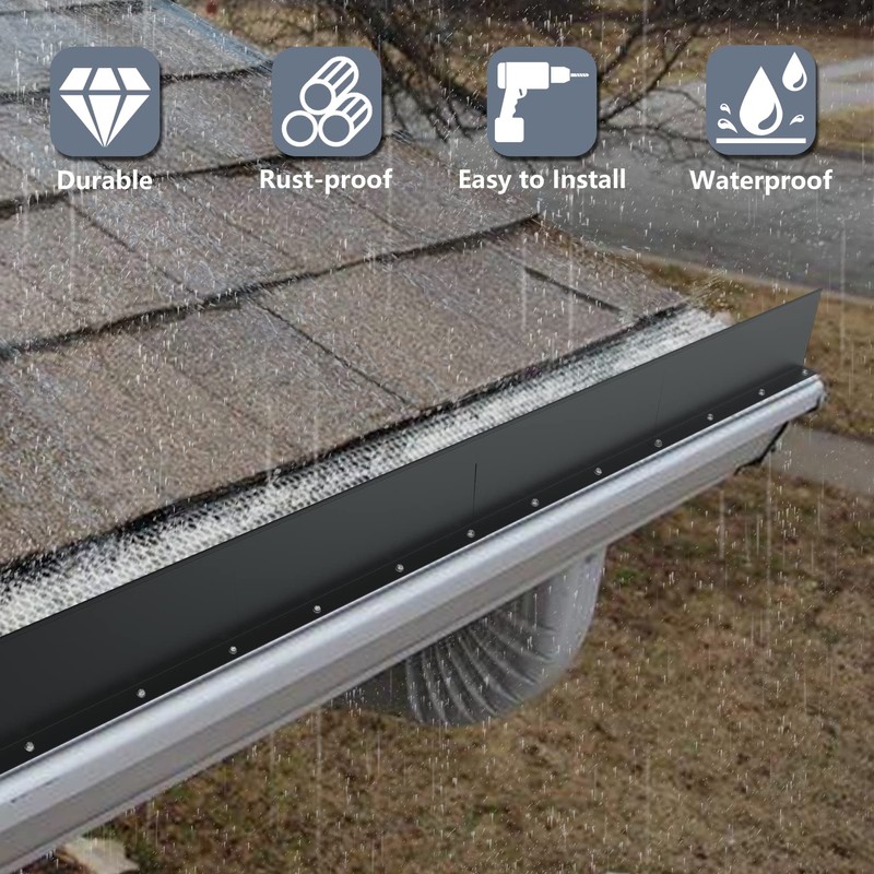 Flamorrow 6 Pack Aluminum Gutter Valley Splash Guards, Rainwater Roofing