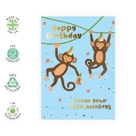 Central 23 Mum Birthday Cards For Her - 'Happy Birthday From Your Little Monkeys' - Happy Birthday Mum Card - Dad Birthday Cards From Son - Dad Gifts From Daughter - Comes with Fun Stickers