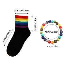 Rainbow Socks Set Rainbow Gifts For Women Men, Funny Novelty Cotton Colorful Striped Crew Casual Socks