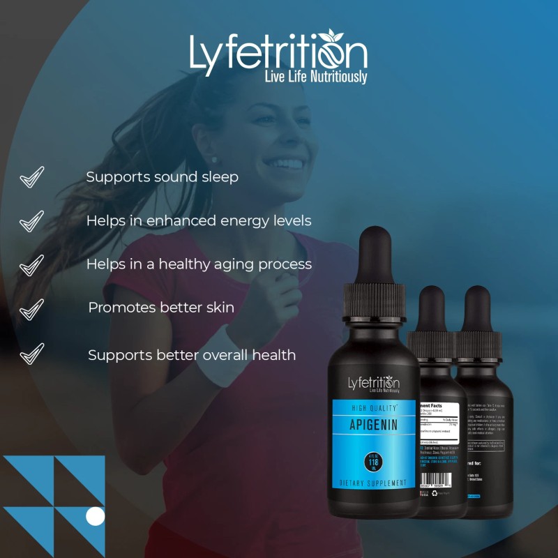 lyfetrition Apigenin Supplement 70mg, 4 Oz Liquid, 220 Servings, Made