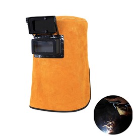 Welding Helmet Mask with Flip Open Lens, Leather Welding Hood Grinding Protective Gear Work Cap Head Face Neck Shield, Flame & Heat Resistant, Dust Resistant, Breathable