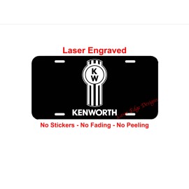 Laser Edge Designs Kenworth Semi Truck Tag Laser Engraved Black Aluminum License Plate Gift