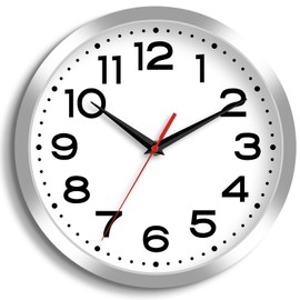 Roymnie Wall Clock Silent Non-Ticking Modern Clock Battery Operated 10 Inch Small Classic Analog Decorative for Kitchen, Bathroom, Office, Bedroom, Home(Silver)