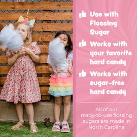 Cotton Candy Express Floss Sugar plus Cones with 3 - 11oz Plastic Jars of Bubble Gum, Green Apple & Pina Colada Flossing Sugars. 50 Paper Cones Included. Use with Cotton Candy Express Machine