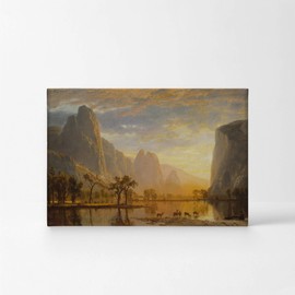 Smile Art Design Valley of The Yosemite, Albert Bierstadt Classic Art Canvas Print Famous Fine Art Oil Painting Reproduction Canvas Wall Art Home Decor Ready to Hang Made in The USA 11x17