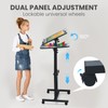 Compact Double Desktop 24 inch TV Tray Table, Rolling Desk