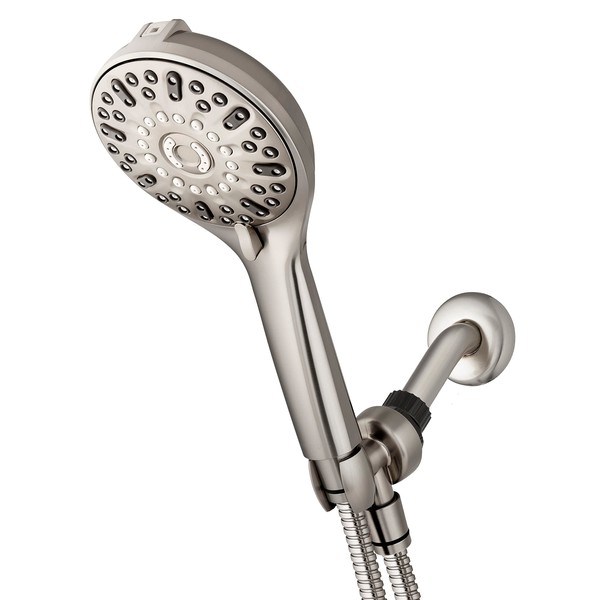 Waterpik ShowerClean Pro Hand Held Shower Head High Pressure Rinser With Built-in Power Jet -Wash, Shower -Cleaner In Brushed Nickel, QCM-769ME