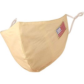 Touchstone American US Flag embroidered 3 layer medium size cotton face masks reusable washable adjustable for men, women. (Pack of 1). Lemon