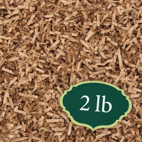 Arcadia Garden Products RP01 Shredded Paper Filler 2 lbs Recycled Cut Kraft Paper for Packaging, Shipping, Moving, Cushioning, Gift Baskets, Gift Wrapping, Holidays, and Crafts