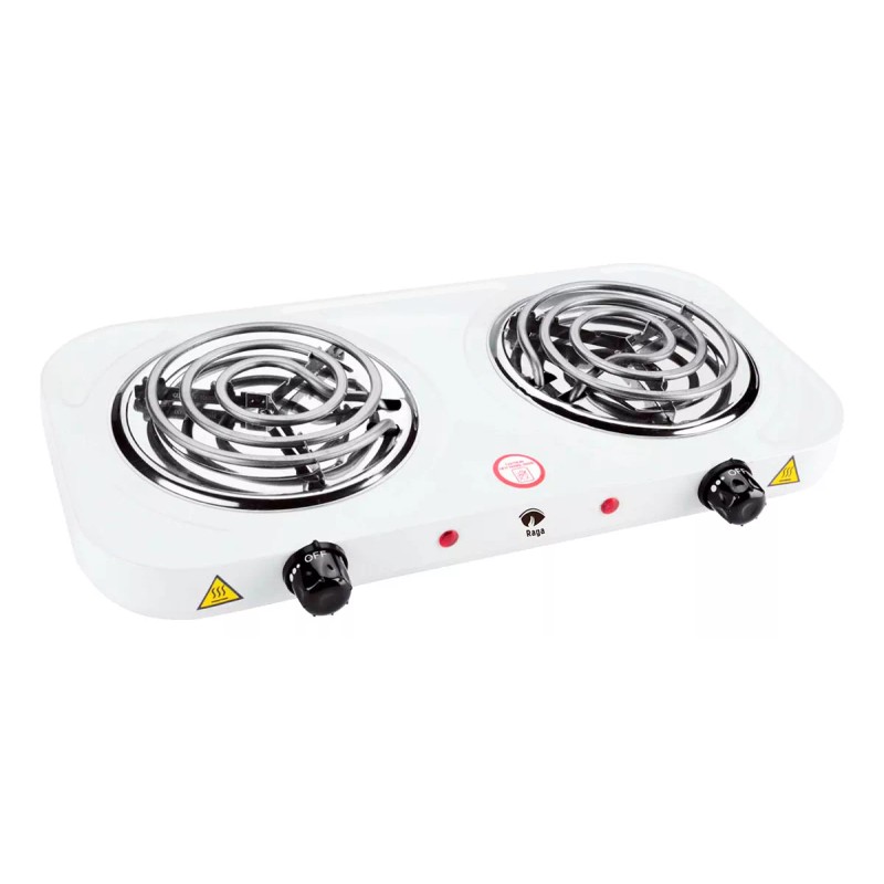 Raganet Parrilla Eléctrica 2 Quemadores Acero Inoxidable 2000w Color Blanco
