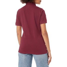 French Toast Little Girls' Toddler Short Sleeve Interlock Polo with Picot Collar, Burgundy, 3T