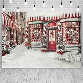 AIBIIN 8x6ft Christmas Photography Background Candy Shop Winter Snow Xmas Tree Backdrop Kids Family Portrait Decor Banner Studio Prop Supplies