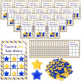 Seenelling 30 Sets Tic Tac Toe Board Game Inspirational Cards with Mini Star OPP Bags Graduation Party Supplies Graduation Party Favors End of Year Student Gifts from Teacher(Blue and Yellow)