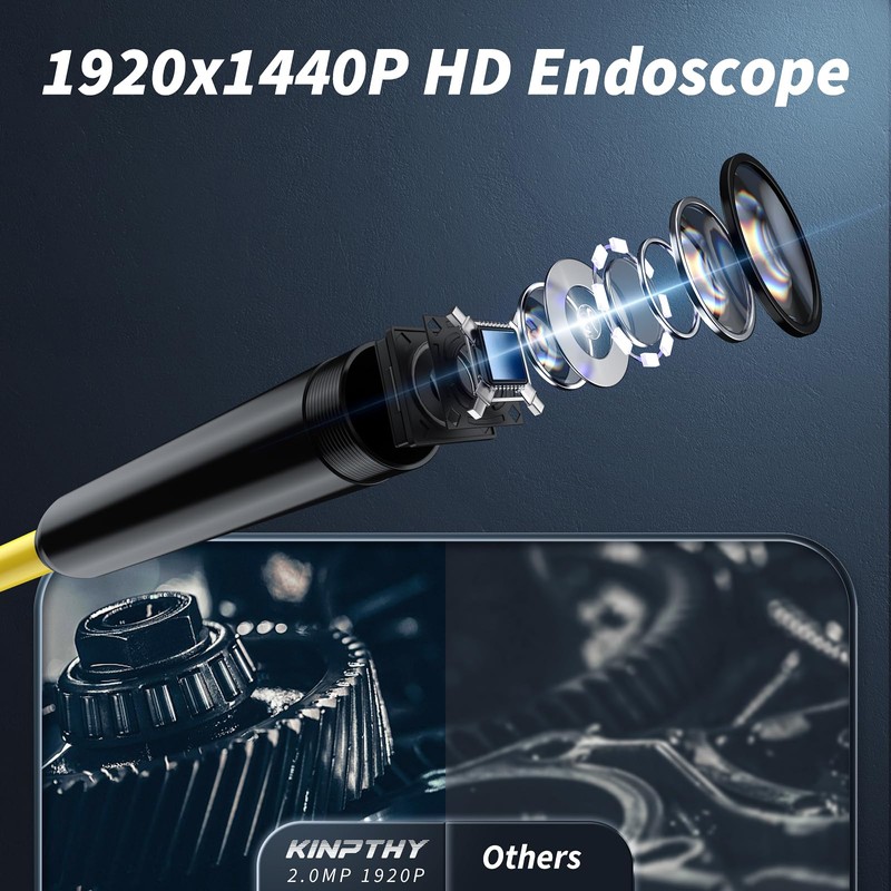 Endoscope Camera with Light,1920P HD Borescope Tools with 8 Adjustable