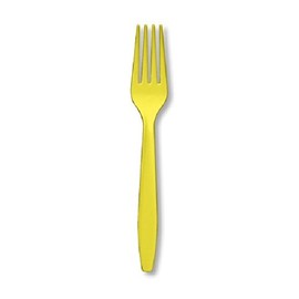 Club Pack of 288 Mimosa Yellow Premium Plastic Party Forks