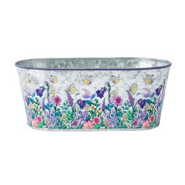 Napco Imports Indoor Outdoor Flower Pot Cover Container Basket 4 x 9.5 Inch Metal Butterfly Garden