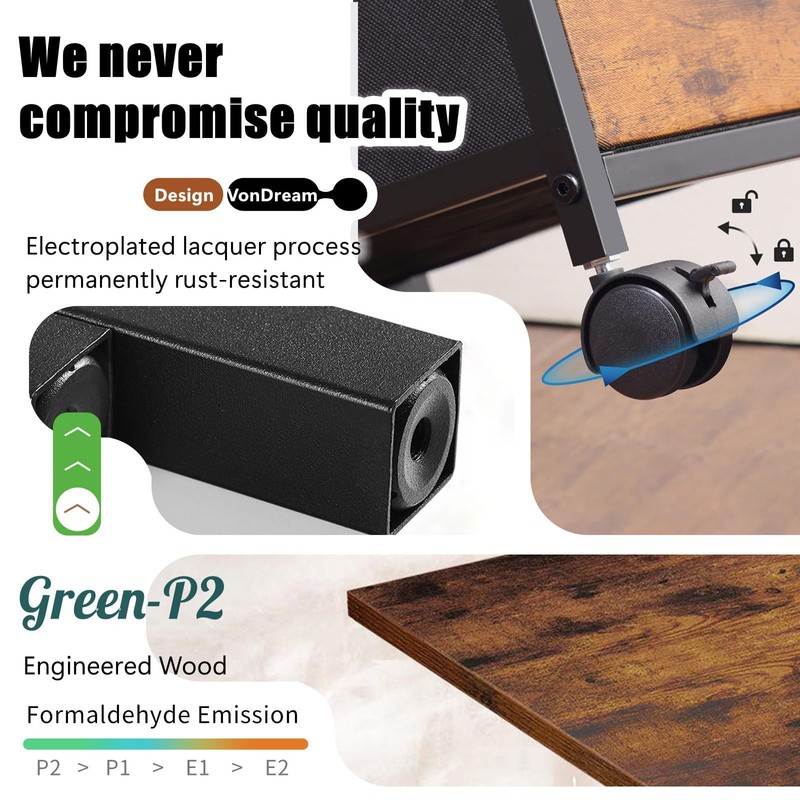 VonDream Printer Stand with Charging Station, File Cabinet for Home