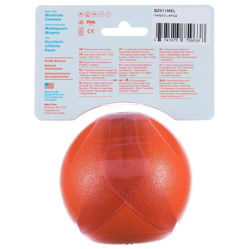 West Paw ゾゴフレックス エコー ランダ 犬 おもちゃ 犬 ボール オレンジ