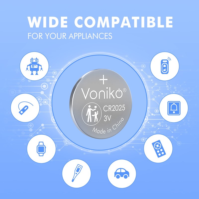 Voniko 3 Volt CR2025 Battery 10 Pack – CR 2025