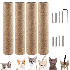VCEPJH 4-Piece Cat Scratching Post Replacement - 15.7in Refill Pole Parts with Jute Rope - Cat Furniture Protector with M8 Screws for Cat Tree Tower (Yellow)