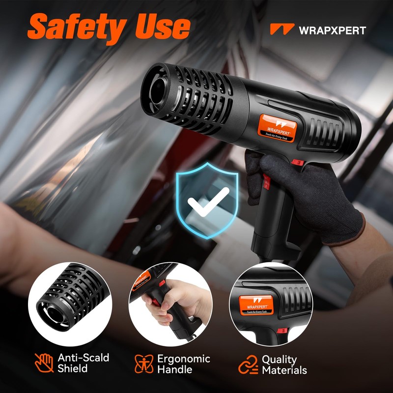 WRAPXPERT Heat Gun for Vinyl Wrap 1600W 122℉-1202℉ with 2