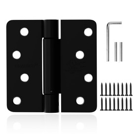 2 Pack Self Closing Door Hinges 4 inch Matte Black Spring Loaded Auto Close Hinges 1/4'' Radius Corners Adjustable Tension for Interior Door 4 x 4 in Auto Self-Closing Hinge