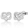 Silver Stud Earrings for Women, Sparkling Infinity Heart Shaped Studs