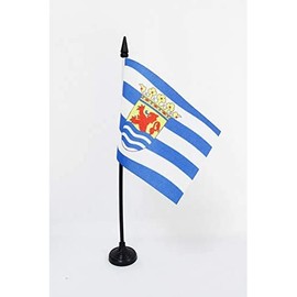 AZ FLAG - Table Flag Province of Zeeland - 15 x 10 cm - Zeeland in Netherlands Small Table Flag 100% Polyester - Office Flag with 25 cm Black Plastic Pole and Base