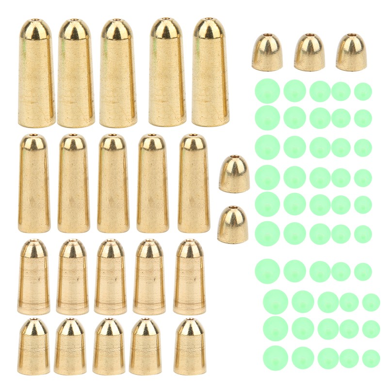 T0048 75PCS 5size Brass Weights Fishing Sinkers with 5size Plastic