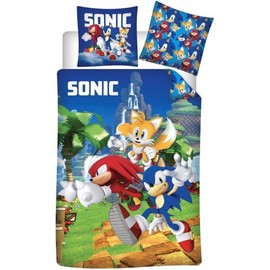 Sonic and Friends Knuckles et Tails, Duvet Cover 135 x 200 cm + Pillowcase 80 x 80 cm, 2-Piece Microfibre German Size