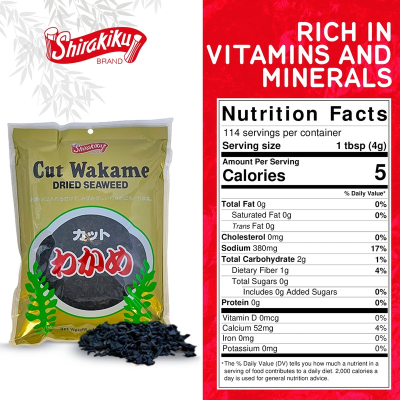 Shirakiku Cut Wakame Dried Seaweed - Dry Seaweed, Sea Kelp