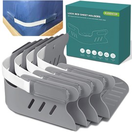 Bed Sheet Holders for Corners, Heavy Duty Fitted Sheet Holder with Lock Fastener Straps &Anti-Slip Pads Keep Sheets Firm&Tight, No More Loose Sheets, Easy Installation for Any Mattress Sizes(Set of 4)